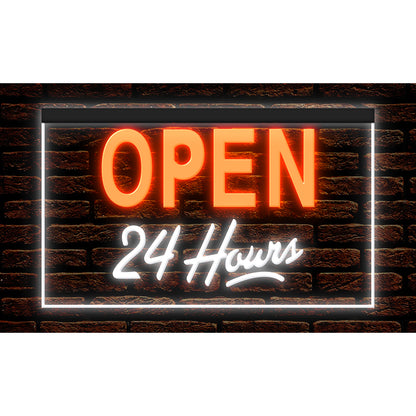 DC110022 Open 24 Hours Bar Motel Shop Store Cafe Home Decor Display illuminated Night Light Neon Sign Dual Color