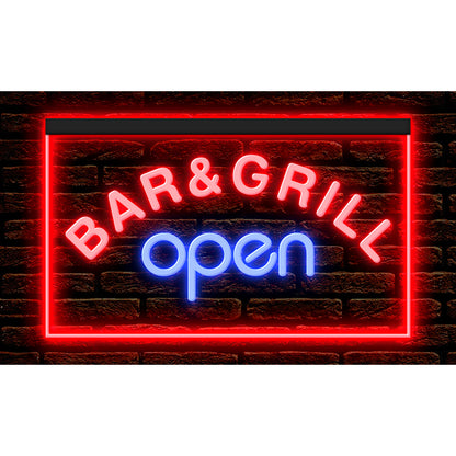 DC110023 Bar & Grill OPEN Cafe BBQ Restaurant Home Decor Display illuminated Night Light Neon Sign Dual Color