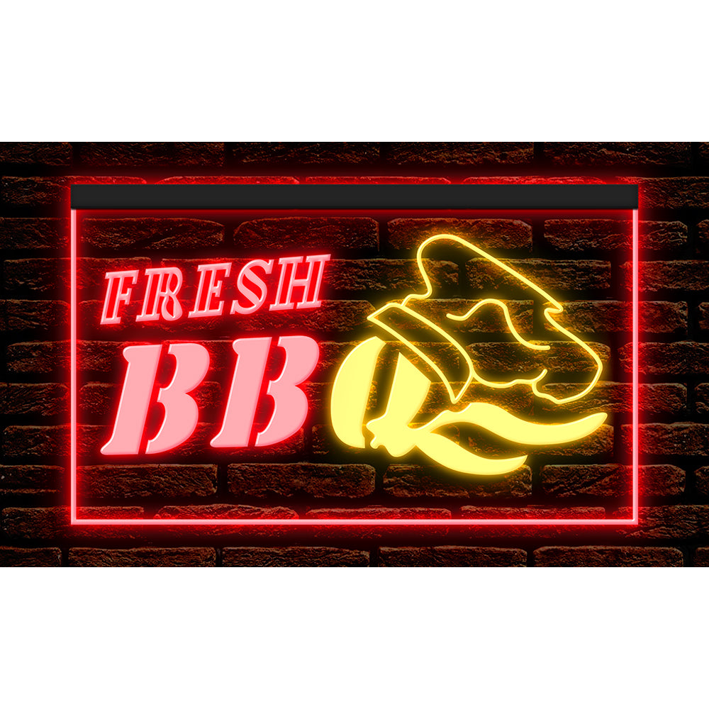 DC110025 Fresh BBQ Bar Grill Cafe Restaurant Open Home Decor Display illuminated Night Light Neon Sign Dual Color