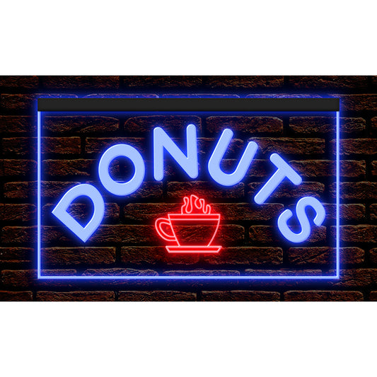 DC110028 Donuts Bakery Shop Coffee Cafe Open Home Decor Display illuminated Night Light Neon Sign Dual Color