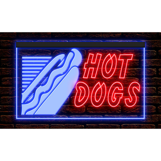 DC110033 Hot Dogs Cafe Shop Open Home Decor Display illuminated Night Light Neon Sign Dual Color