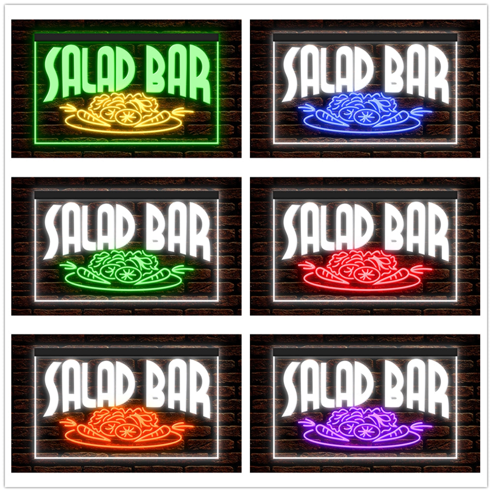 DC110036 Salad Bar Cafe Shop Restaurants Open Home Decor Display illuminated Night Light Neon Sign Dual Color