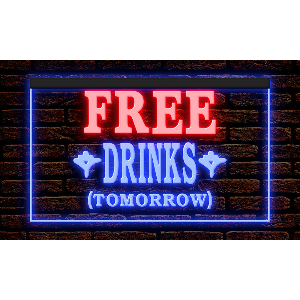 DC110040 Free Drinks Tomorrow Beer Bar Pub Cafe Home Decor Display illuminated Night Light Neon Sign Dual Color