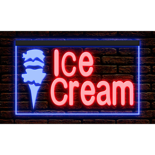 DC110046 Ice Cream Cafe Bar Open Home Decor Display illuminated Night Light Neon Sign Dual Color