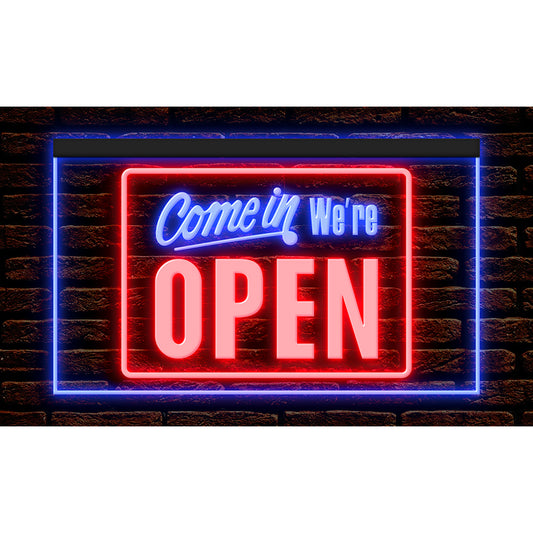 DC120001 Come In We're Open Shop Store Salon Cafe Home Decor Display illuminated Night Light Neon Sign Dual Color