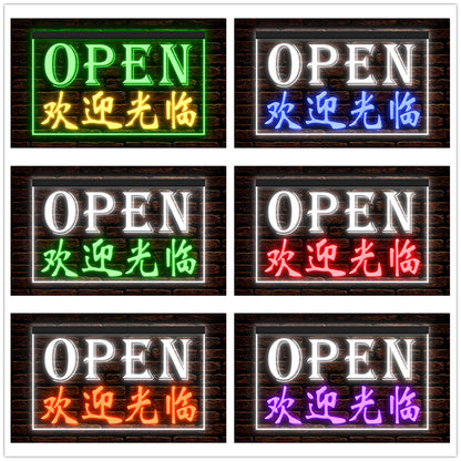 DC120003 Open Shop Store Salon Cafe Bar Pub Home Decor Display illuminated Night Light Neon Sign Dual Color