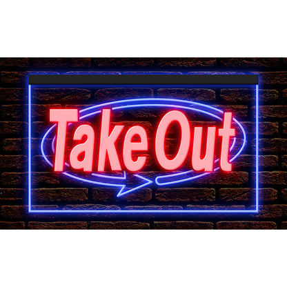DC120005 Take Out Shop Store Cafe Bar Restaurant Home Decor Display illuminated Night Light Neon Sign Dual Color