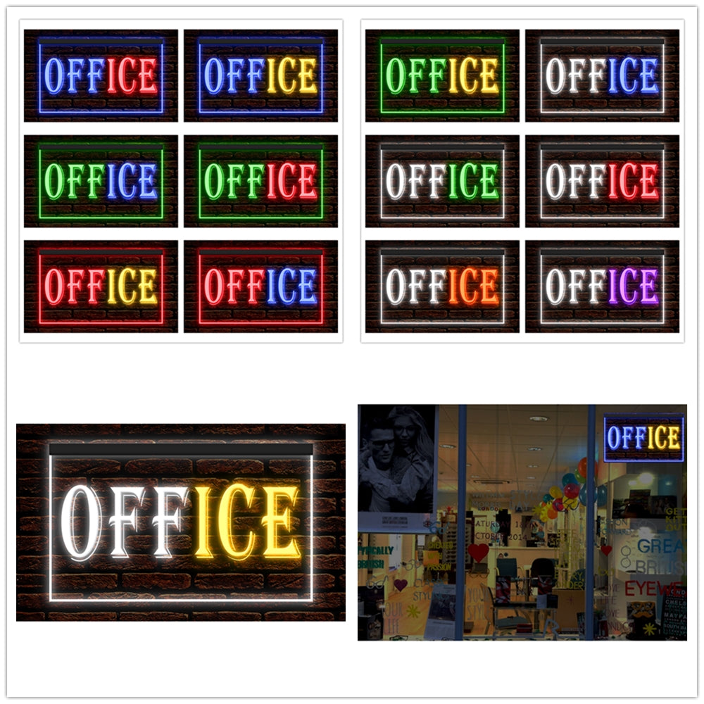 DC120008 OFFICE Business Shop Store Home Decor Display illuminated Night Light Neon Sign Dual Color