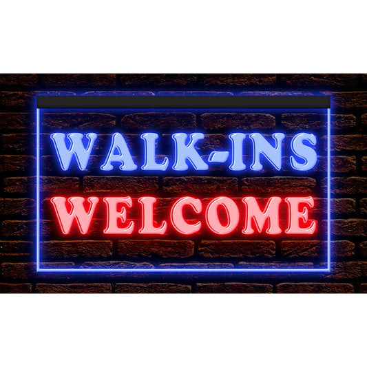 DC120017 Walk-Ins Welcome Barber Shop Store Salon Home Decor Display illuminated Night Light Neon Sign Dual Color