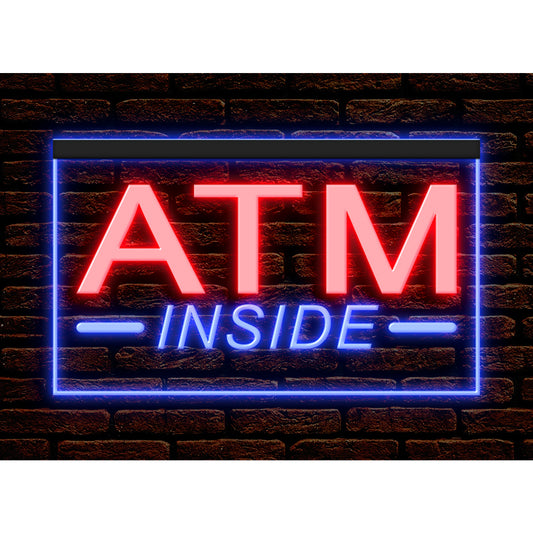 DC120049 ATM Inside 24 Hour Deposit Check Banking Home Decor Display illuminated Night Light Neon Sign Dual Color