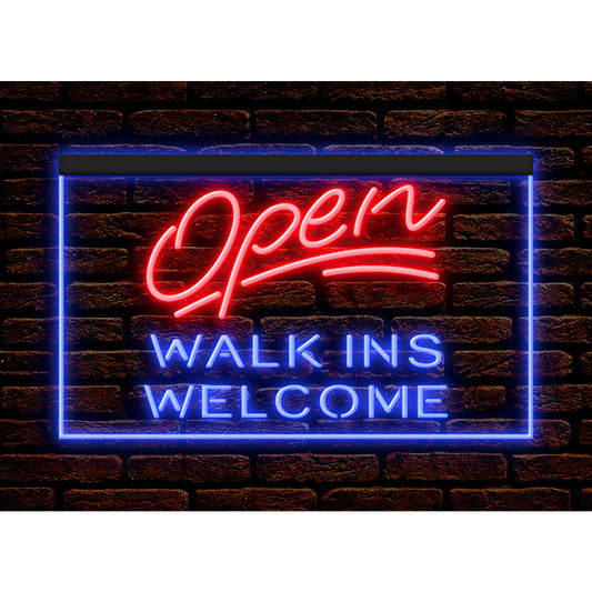 DC120151 Walk-Ins Welcome Shop Store Salon Open Home Decor Display illuminated Night Light Neon Sign Dual Color