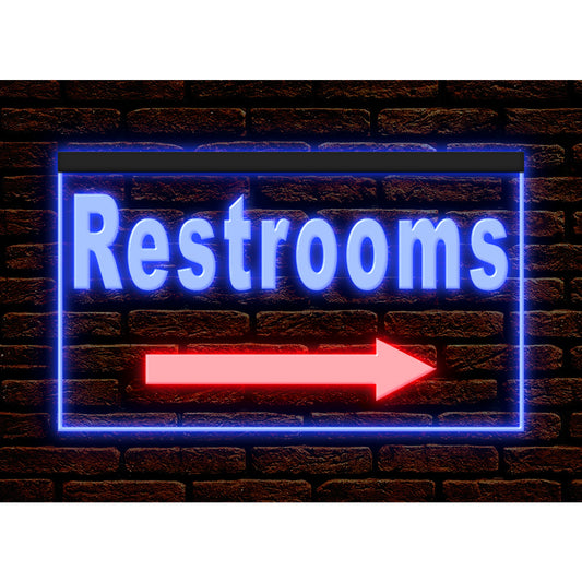 DC120169 Restrooms Toilet Washroom Restaurant Home Decor Display illuminated Night Light Neon Sign Dual Color