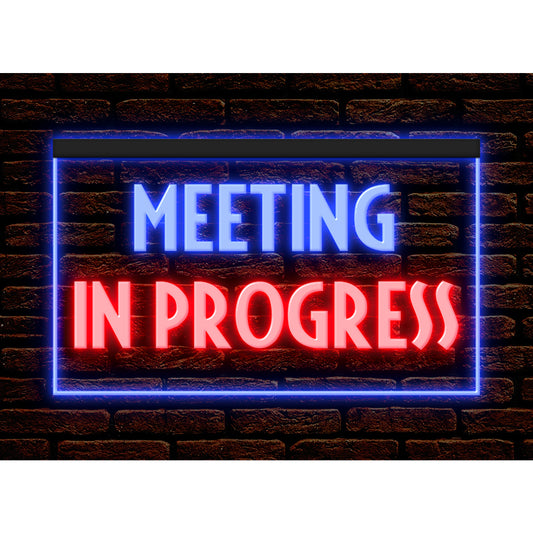 DC120175 Meeting in Progress Office Guests Quiet Home Decor Display illuminated Night Light Neon Sign Dual Color