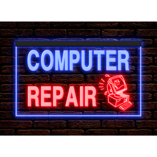 DC130003 Computer Repair Shop Store Center Home Decor Display illuminated Night Light Neon Sign Dual Color