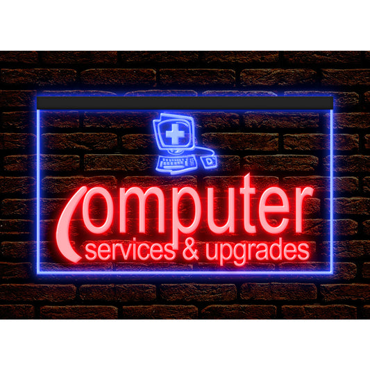 DC130007 Computer Service Shop Store Center Home Decor Display illuminated Night Light Neon Sign Dual Color