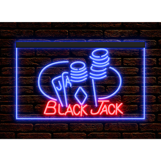 DC130010 Black Jack Casino Game Room Texas RM Home Decor Display illuminated Night Light Neon Sign Dual Color