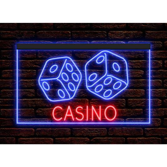 DC130012 Casino Game Room Home Decor Display illuminated Night Light Neon Sign Dual Color