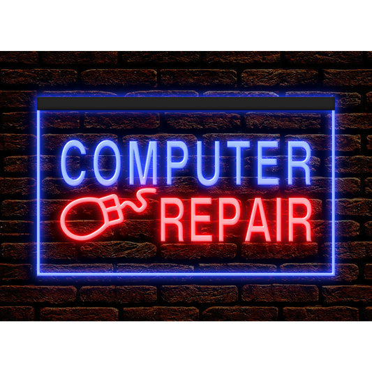 DC130013 Computer Repair Shop Store Center Home Decor Display illuminated Night Light Neon Sign Dual Color