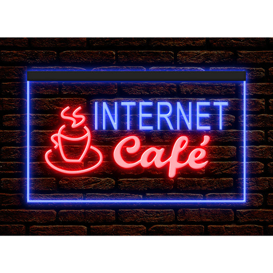 DC130014 OPEN Internet Cafe Bar Home Decor Display illuminated Night Light Neon Sign Dual Color
