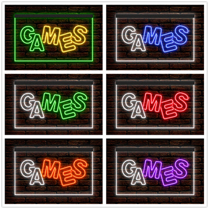 DC130022 Games Shop Room Gamer Tag Home Decor Display illuminated Night Light Neon Sign Dual Color