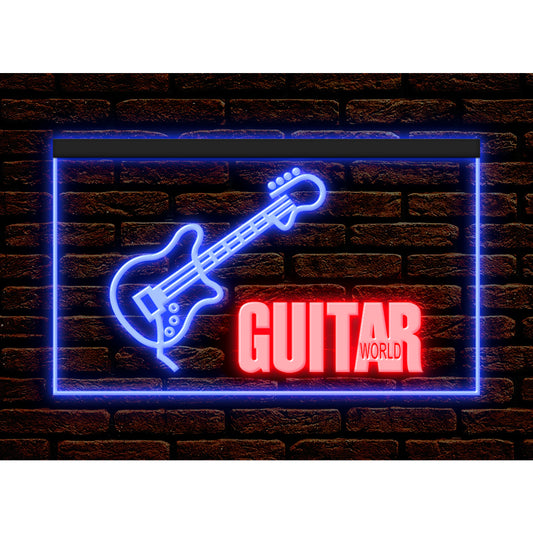 DC140005 Guitar World Shop Store Home Decor Open Display illuminated Night Light Neon Sign Dual Color