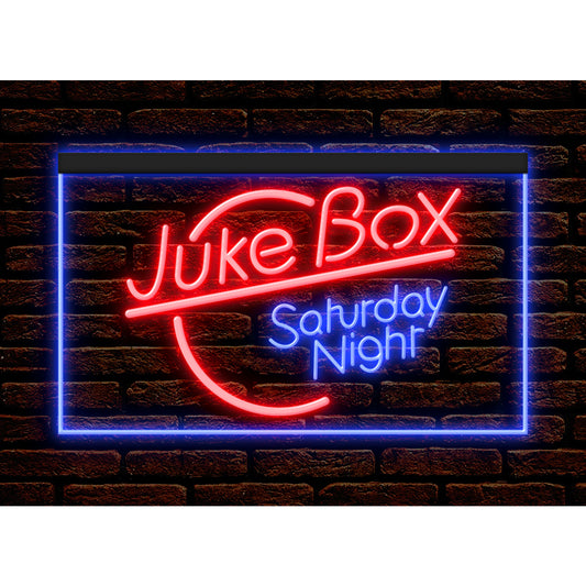 DC140011 Juke Box Saturday Night Bar Pub Shop Open Display illuminated Night Light Neon Sign Dual Color