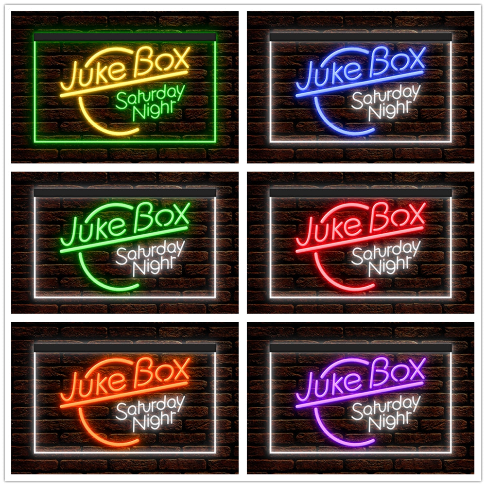 DC140011 Juke Box Saturday Night Bar Pub Shop Open Display illuminated Night Light Neon Sign Dual Color
