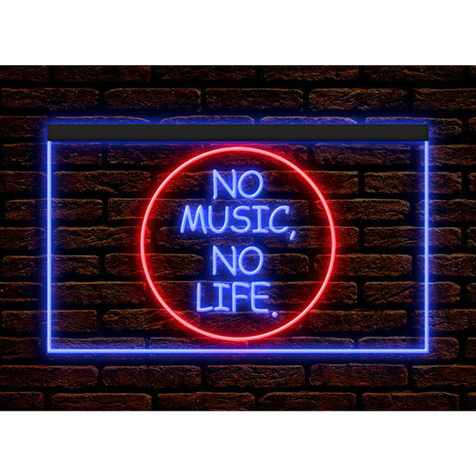 DC140019 No Music No Life Roll Rock Shop Store Open Display illuminated Night Light Neon Sign Dual Color