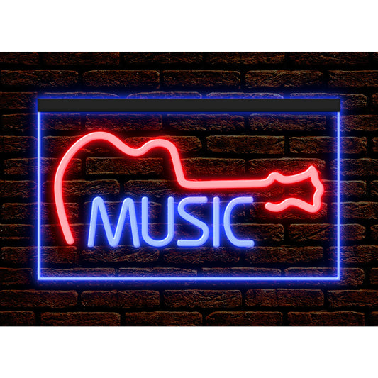 DC140022 Music Guitar Bar Shop Store Home Decor Display illuminated Night Light Neon Sign Dual Color