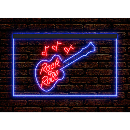 DC140031 Rock and Roll Music Guitar Bar Shop Open Display illuminated Night Light Neon Sign Dual Color