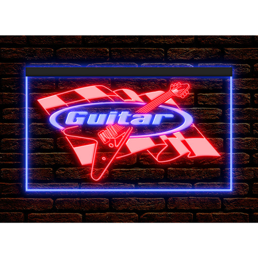 DC140079 Guitar Music Home Decor Shop Store Open Display illuminated Night Light Neon Sign Dual Color