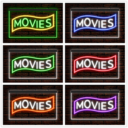 DC140089 Movies Home Theater Cinema DVD Shop Display illuminated Night Light Neon Sign Dual Color