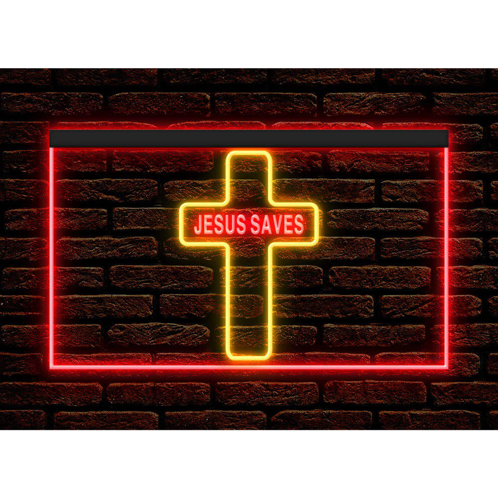 DC150001 Jesus Saves Religion Crosses Shop Store Home Decor Display illuminated Night Light Neon Sign Dual Color