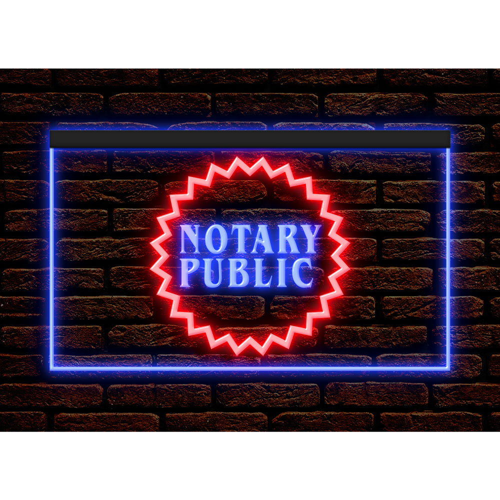 DC150002 Notary Public Business Service Office Shop Display illuminated Night Light Neon Sign Dual Color