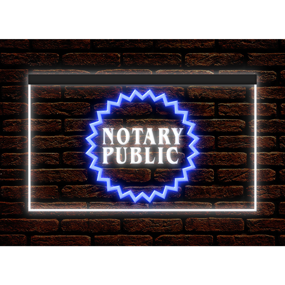 DC150002 Notary Public Business Service Office Shop Display illuminated Night Light Neon Sign Dual Color