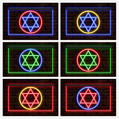 DC150024 Star of David Jewish Freedom Stars Home Decor Display illuminated Night Light Neon Sign Dual Color