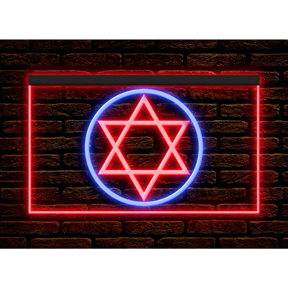 DC150024 Star of David Jewish Freedom Stars Home Decor Display illuminated Night Light Neon Sign Dual Color