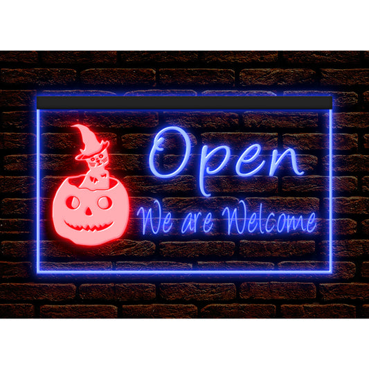 DC150030 Halloween Shop Store Home Decor Open Display illuminated Night Light Neon Sign Dual Color