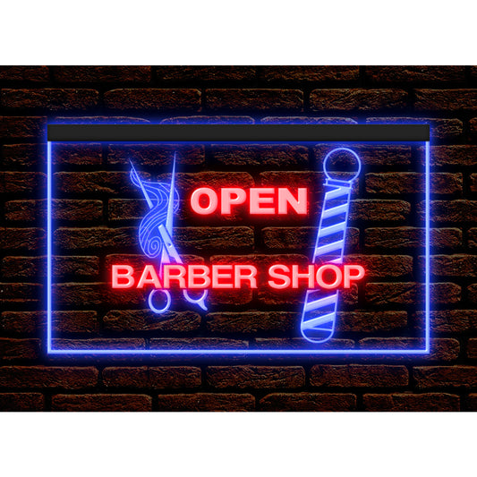 DC160002 Barber Shop Haircut Beauty Salon Open Home Decor Display illuminated Night Light Neon Sign Dual Color