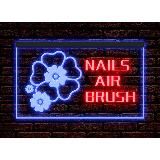 DC160015 Nails Air Brush Beauty Salon Open Home Decor Display illuminated Night Light Neon Sign Dual Color