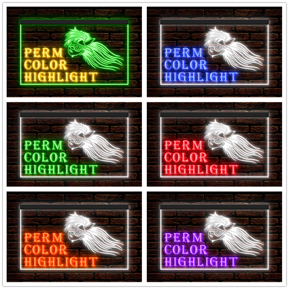 DC160028 Perm Color High Beauty Salon Home Decor Display illuminated Night Light Neon Sign Dual Color
