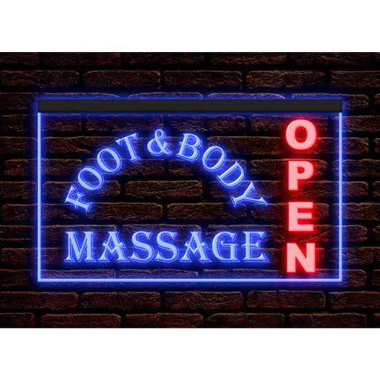 DC160030 Foot Body Massage Open Shop Home Decor Display illuminated Night Light Neon Sign Dual Color