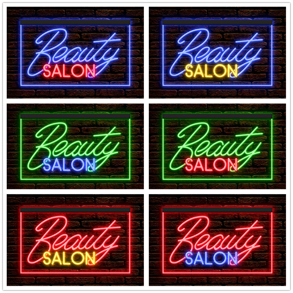 DC160033 Beauty Salon Shop Open Home Decor Display illuminated Night Light Neon Sign Dual Color