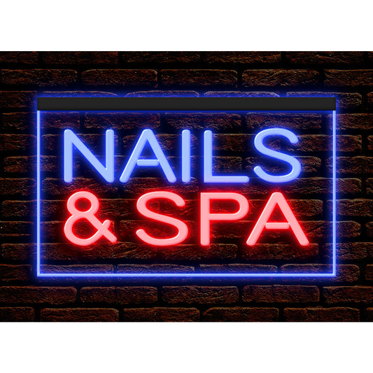DC160039 Nails Spa Beauty Salon Open Home Decor Display illuminated Night Light Neon Sign Dual Color