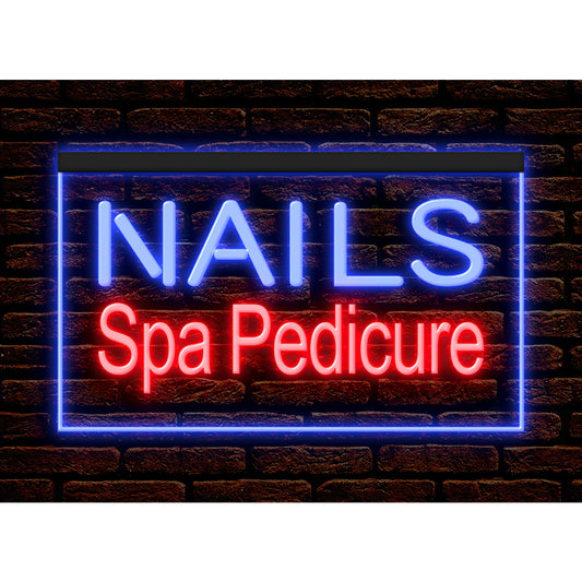 DC160040 Nails Spa Pedicure Beauty Salon Open Home Decor Display illuminated Night Light Neon Sign Dual Color