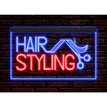 DC160050 Hair Styling Shop Beauty Salon Open Home Decor Display illuminated Night Light Neon Sign Dual Color