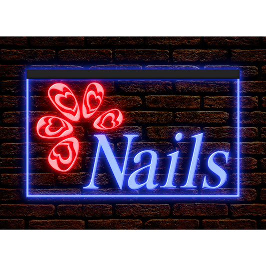 DC160051 Nails Beauty Salon Shop Open Home Decor Display illuminated Night Light Neon Sign Dual Color