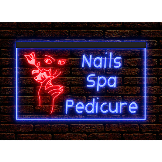 DC160052 Nails Spa Pedicure Beauty Salon Open Home Decor Display illuminated Night Light Neon Sign Dual Color