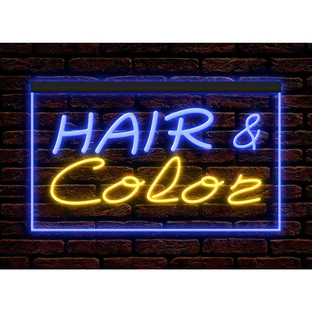 DC160054 Hair Color Beauty Salon Open Home Decor Display illuminated Night Light Neon Sign Dual Color
