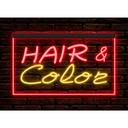 DC160054 Hair Color Beauty Salon Open Home Decor Display illuminated Night Light Neon Sign Dual Color